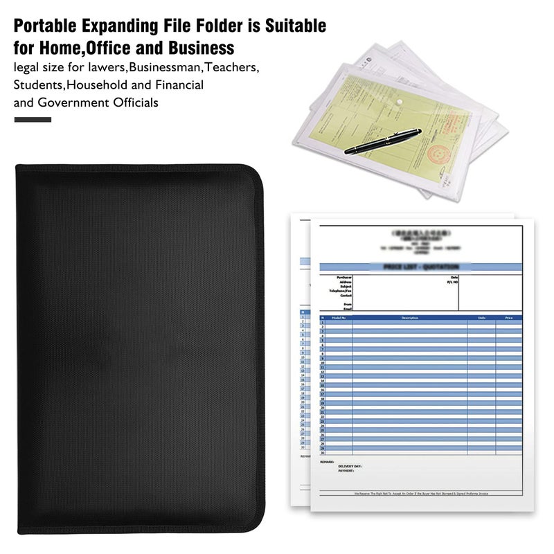 ENGPOW Legal Size Expanding File Folder Important Document Organizer Fireproof Document Bag with 13 Pockets,Color Labels,Non-Itchy Silicone Coated Portable File Wallet Large Capacity(16" x 10.6") - Image 5